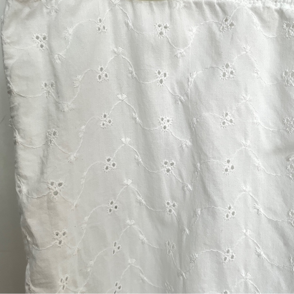 PJ Salvage Eyelet Cropped Pajama Pants Women’s Large White Cotton Lace Trim - Picture 5 of 11